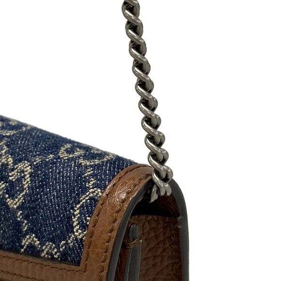 Auth GUCCI Dionysus/GG 476432 Navy Brown Denim Leather Shoulder Bag - Picture 7 of 15